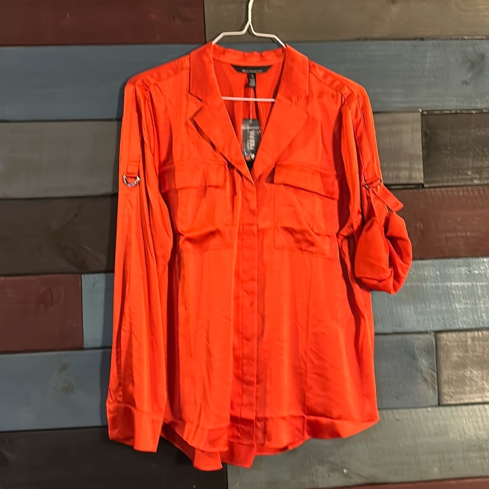 Silky Orange Button Down